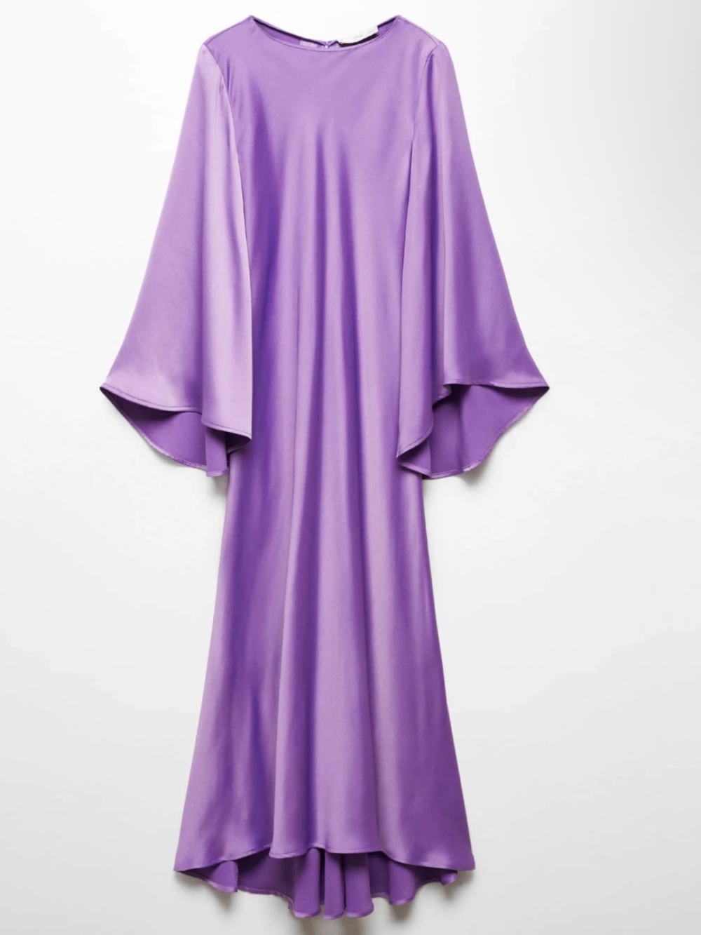 Mango Flared-Sleeve Satin Dress Purple
